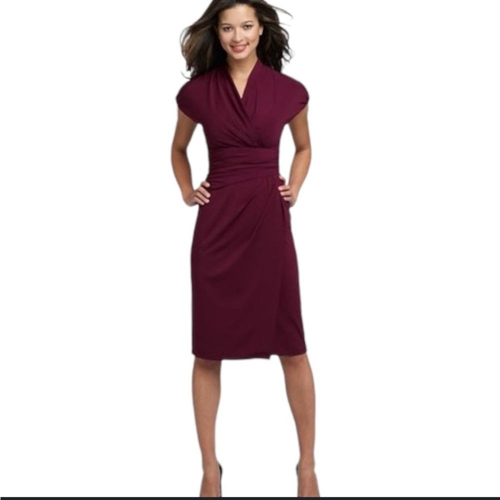 Suzi Chin Elegant Burgundy Wrap Dress size 16